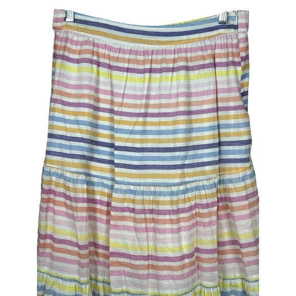 Banjanan Agatha Maxi Skirt Small White Candy Stripe‎ Boho Tiered Resort Wear - Picture 3 of 15